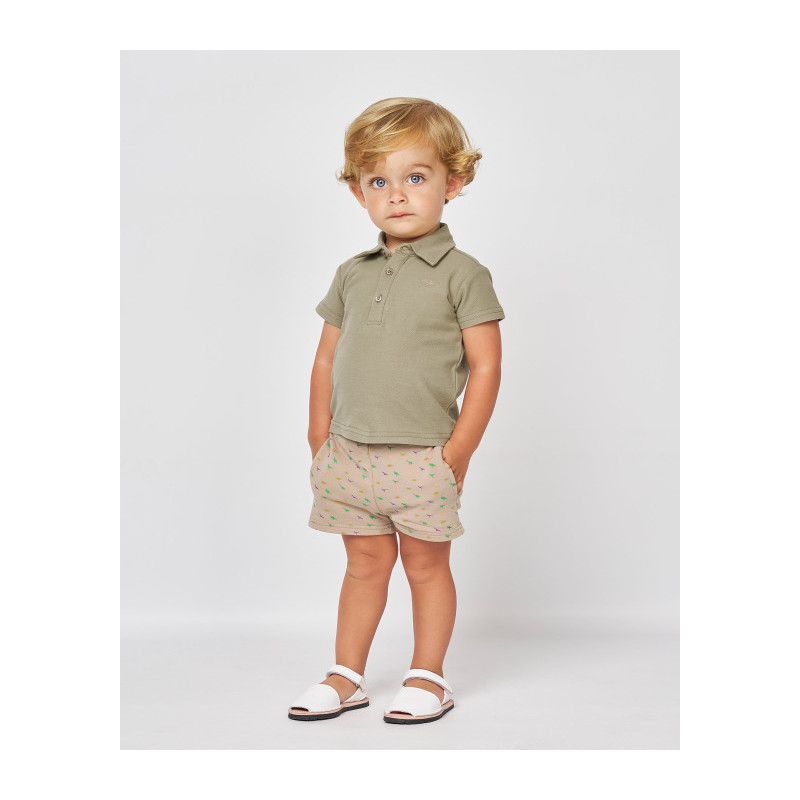 CONJUNTO POLO BERMUDA VERDE Y BEIG-Spagnolo