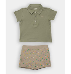 CONJUNTO POLO BERMUDA VERDE Y BEIG-Spagnolo