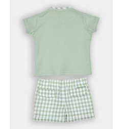 CONJUNTO POLO MAO Y BERMUDA CUADROS BLANCO Y VERDE-Spagnolo