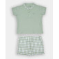 CONJUNTO POLO MAO Y BERMUDA CUADROS BLANCO Y VERDE-Spagnolo