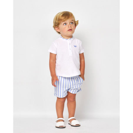 CONJUNTO POLO MAO Y BERMUDA RAYAS BLANCO Y CELESTE-Spagnolo