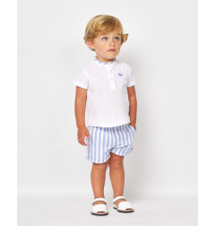 CONJUNTO POLO MAO Y BERMUDA RAYAS BLANCO Y CELESTE-Spagnolo