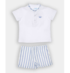 CONJUNTO POLO MAO Y BERMUDA RAYAS BLANCO Y CELESTE-Spagnolo