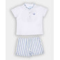 CONJUNTO POLO MAO Y BERMUDA RAYAS BLANCO Y CELESTE-Spagnolo