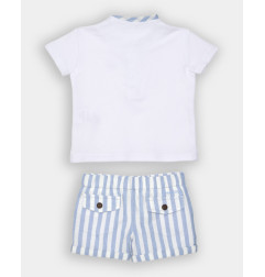 CONJUNTO POLO MAO Y BERMUDA RAYAS BLANCO Y CELESTE-Spagnolo
