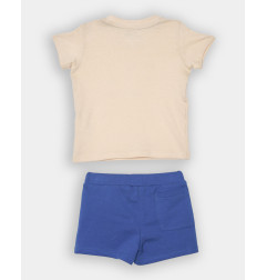 CONJUNTO CAMISETA Y BERMUDA PUNTO BEIG Y AZUL-Spagnolo
