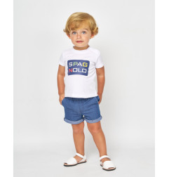 CONJUNTO CAMISETA Y BERMUDA DENIM BLANCO y AZULINA-Spagnolo