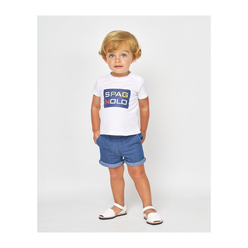CONJUNTO CAMISETA Y BERMUDA DENIM BLANCO y AZULINA-Spagnolo