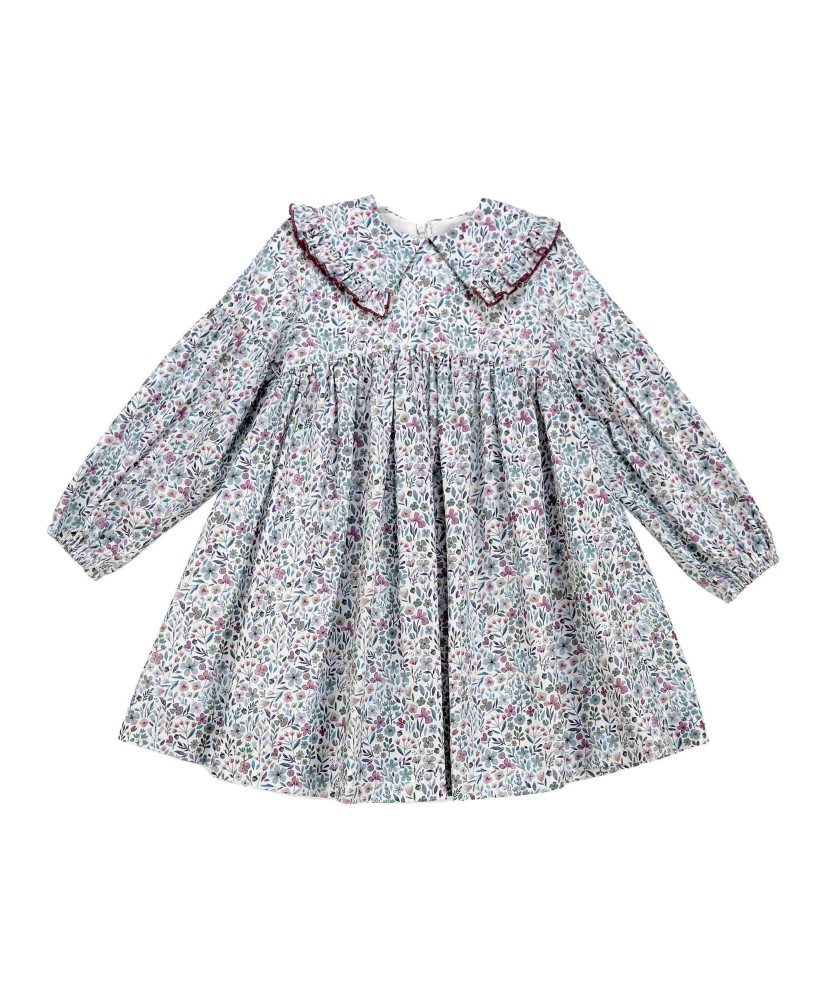 Vestido Brezo Cuello Volante Berenjena-Tartaleta