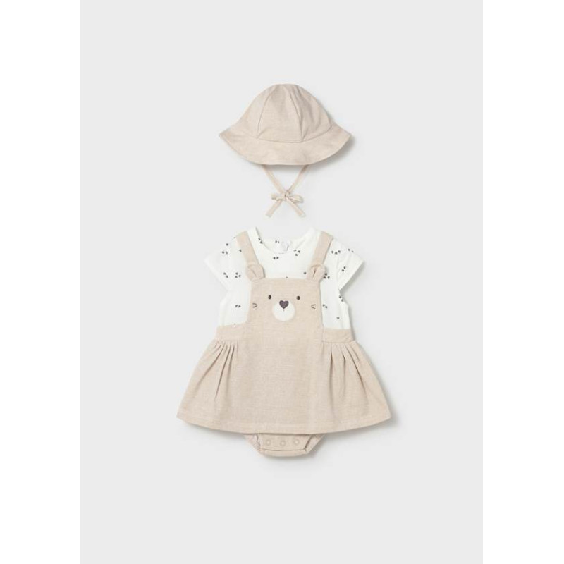 Vestido peto simulado con gorro recién ay