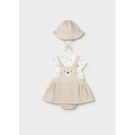 Vestido peto simulado con gorro recién ay