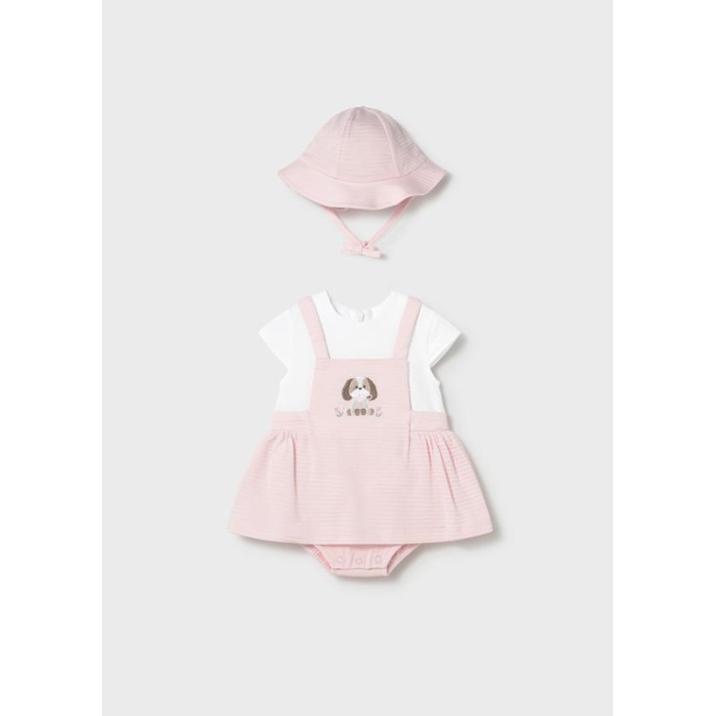 Vestido peto simulado con gorro recién nacida-Mayoral
