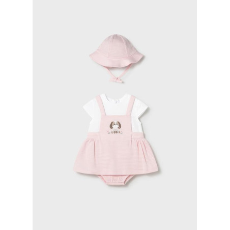 Vestido peto simulado con gorro recién nacida-Mayoral