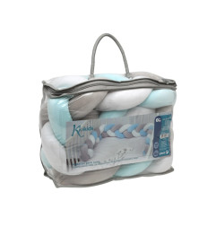 Trenza protectora para cuna y cama en azul y gris 1,50m-Kiokids