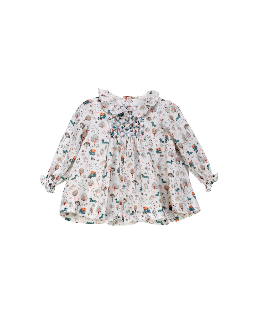 Minidress Diana Bordado A Mano Crudo-Tartaleta