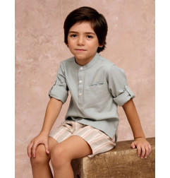 Camisa de niño verde con cuello mao-Dadati