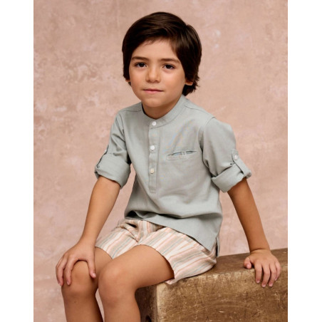 Camisa de niño verde con cuello mao-Dadati