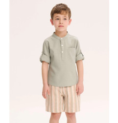 Camisa de niño verde con cuello mao-Dadati