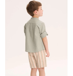 Camisa de niño verde con cuello mao-Dadati