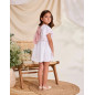 Vestido de niña de plumeti blanco con volantes en manga-Dadati