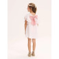 Vestido de niña de plumeti blanco con volantes en manga-Dadati