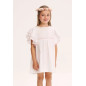 Vestido de niña de plumeti blanco con volantes en manga-Dadati