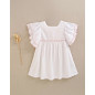 Vestido de niña de plumeti blanco con volantes en manga-Dadati