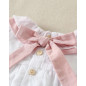 Vestido de bebé de plumeti blanco con volante en el cuello-Dadati