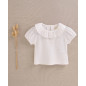 Blusa de bebé niña de muselina blanca con manga abullonada-Dadati