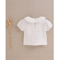 Blusa de bebé niña de muselina blanca con manga abullonada-Dadati