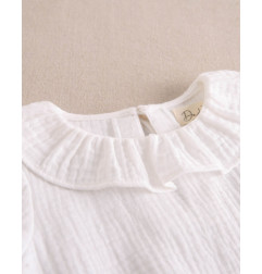 Blusa de bebé niña de muselina blanca con manga abullonada-Dadati