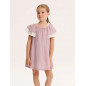 Vestido de niña malva con manga volante y estampado floral-Dadati