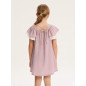 Vestido de niña malva con manga volante y estampado floral-Dadati