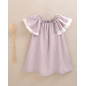 Vestido de niña malva con manga volante y estampado floral-Dadati