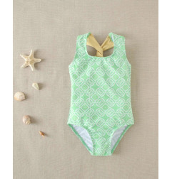 Bañador de niña de estampado geométrico verde-Dadati