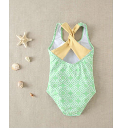 Bañador de niña de estampado geométrico verde-Dadati