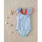 Bañador de niña con estampado geométrico y volantes en tirantes-Dadati