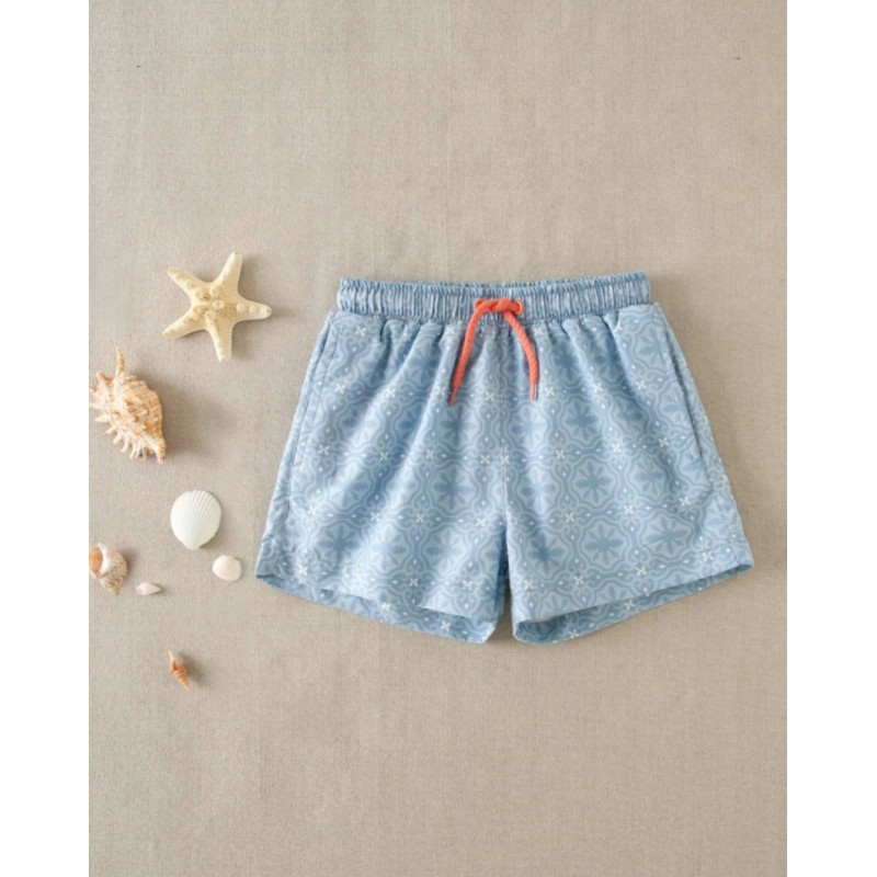 Bañador de niño con estampado geométrico y cintura ad