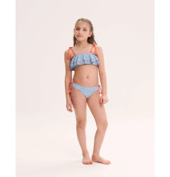 Bikini de niña con estampado geométrico y volantes-Dadati