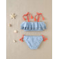Bikini de niña con estampado geométrico y volantes-Dadati