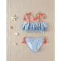 Bikini de niña con estampado geométrico y volantes-Dadati