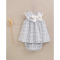 Vestido de bebé con braguita de cuadros y detalle de lazo en cuello-Dadati