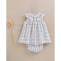 Vestido de bebé con braguita de cuadros y detalle de lazo en cuello-Dadati