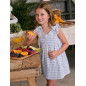 Vestido de niña gris de cuadros con cuello pico-Dadati