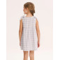 Vestido de niña gris de cuadros con cuello pico-Dadati
