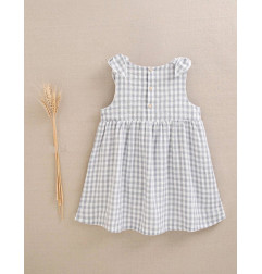 Vestido de niña gris de cuadros con cuello pico-Dadati