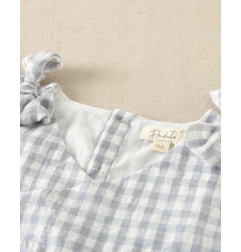 Vestido de niña gris de cuadros con cuello pico-Dadati