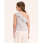 Blusa de niña de cuadros asimétrica con volante en tirante-Dadati