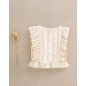 Blusa de niña blanca con estampado mostaza y volantes laterales-Dadati