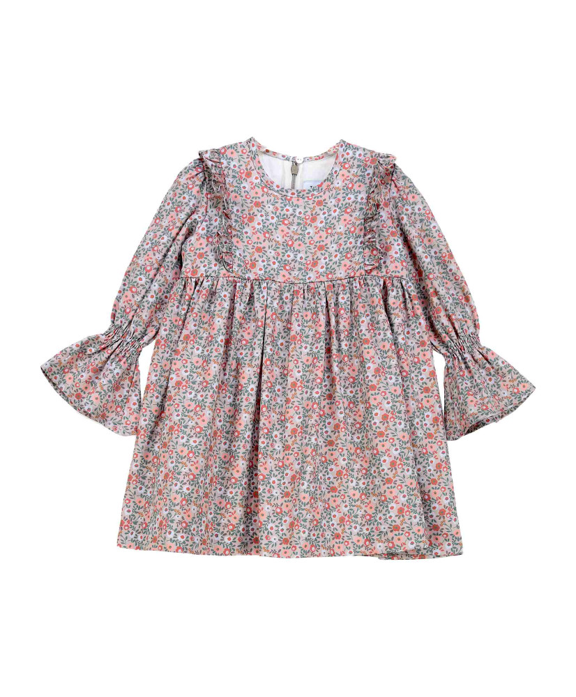 Vestido Ana Falda Frunce Coral-Tartaleta